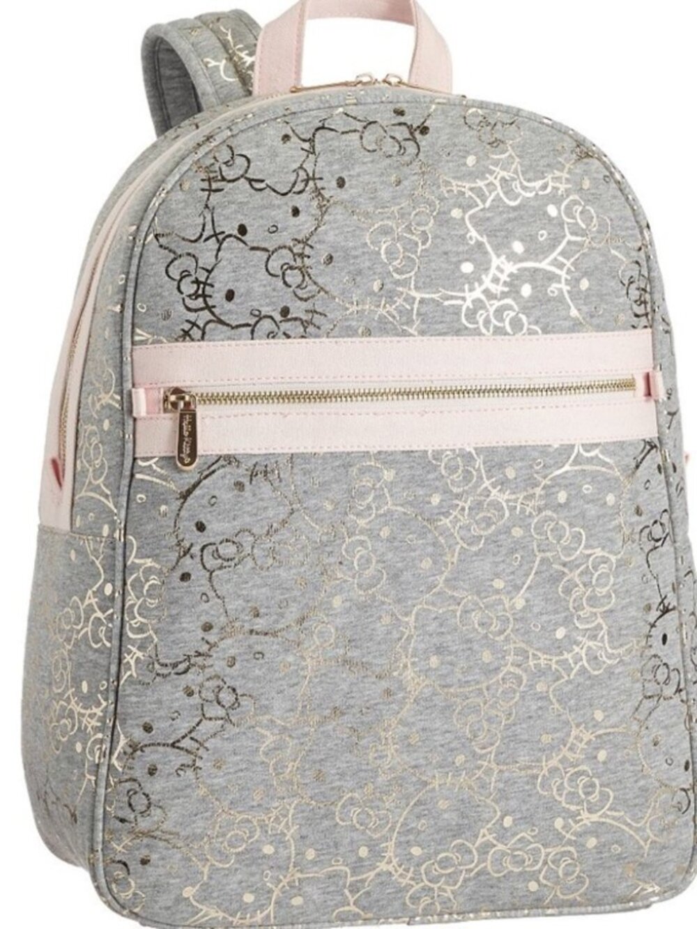 HELLO KITTY POTTERY BARN Backpack Gray and Gold Foil Full Size LARGE TRAVEL KID